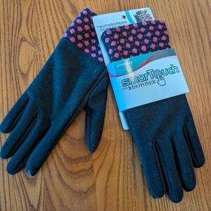 Isotoner SmartTouch Gloves - Black and Pink - NEW